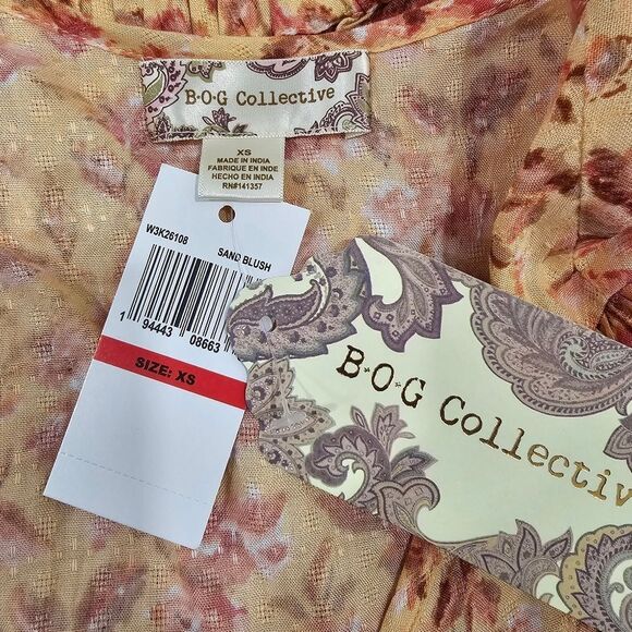 Band of the Free Bay Tie Front Crop Long Sleeve Floral Top Sz XS - Picture 3 of 10